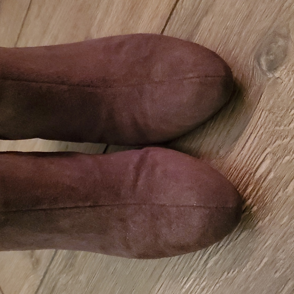 LOFT Chocolate Brown Wedge Booties Size 8.5 Faux Suede - Picture 10 of 16